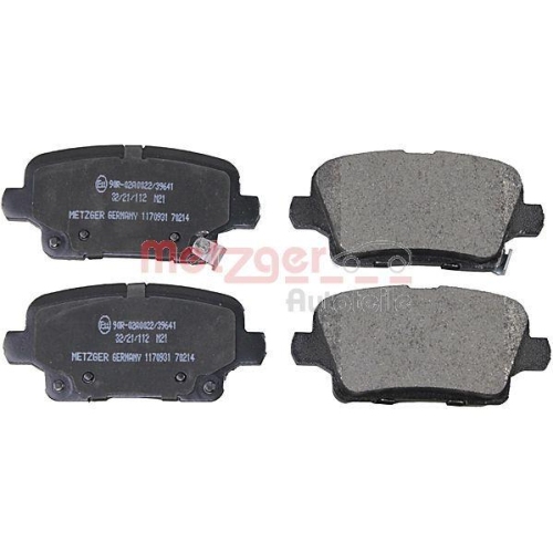 Bremsbelagsatz, Scheibenbremse METZGER 1170931 f&uuml;r GENERAL MOTORS, Hinterachse