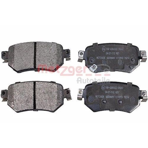 Bremsbelagsatz, Scheibenbremse METZGER 1170933 f&uuml;r MAZDA, Hinterachse