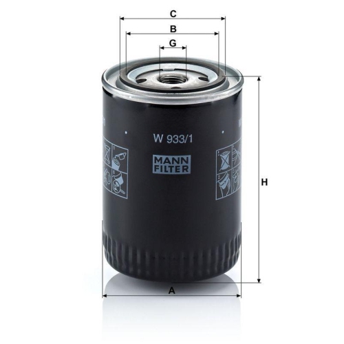 &Ouml;lfilter MANN-FILTER W 933/1 f&uuml;r FORD NISSAN KOMATSU