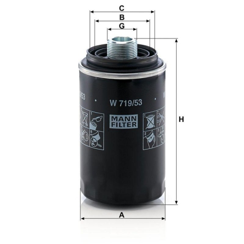 &Ouml;lfilter MANN-FILTER W 719/53 f&uuml;r VAG