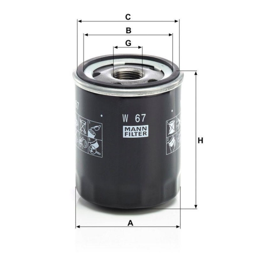 &Ouml;lfilter MANN-FILTER W 67 f&uuml;r MERCEDES-BENZ MITSUBISHI JCB SMART