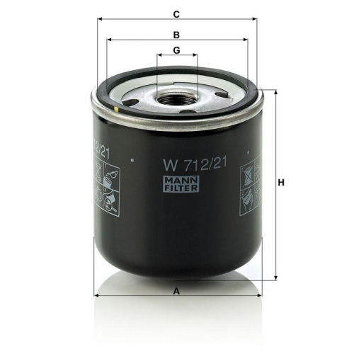 &Ouml;lfilter MANN-FILTER W 712/21 f&uuml;r FORD TALBOT TOYOTA VOLVO BOMAG CASE IH CUMMINS