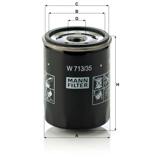 &Ouml;lfilter MANN-FILTER W 713/35 f&uuml;r MITSUBISHI SMART