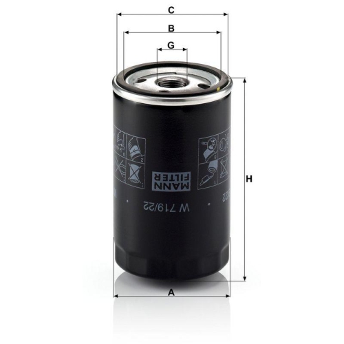 &Ouml;lfilter MANN-FILTER W 719/22 f&uuml;r FORD PORSCHE
