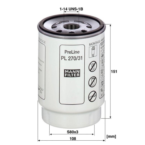 Kraftstofffilter MANN-FILTER PL 270/31 z f&uuml;r