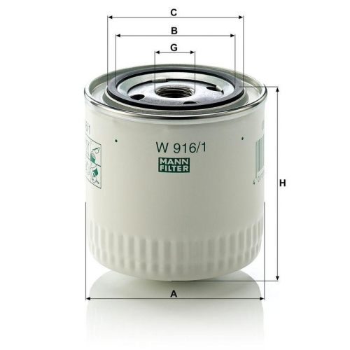 &Ouml;lfilter MANN-FILTER W 916/1 f&uuml;r CHRYSLER FIAT FORD ISUZU LEYLAND SAAB FAUN VAG