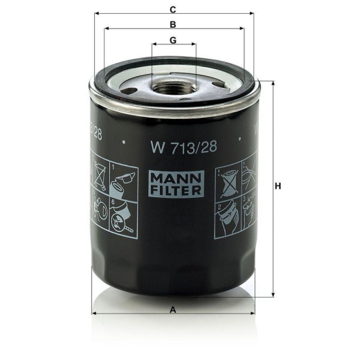 &Ouml;lfilter MANN-FILTER W 713/28 f&uuml;r FORD MG RENAULT ROVER GENERAL MOTORS LOTUS