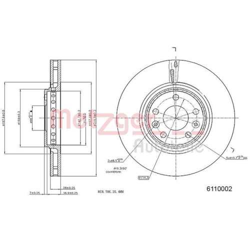 METZGER AUTOTEILE 6110002 2 St&uuml;ck Bremsscheiben GREENPARTS f&uuml;r RENAULT, Vorderac
