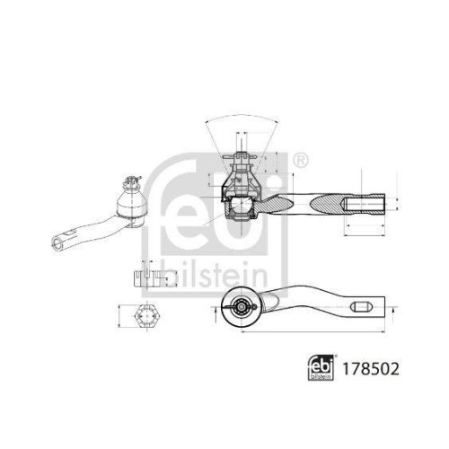 FEBI BILSTEIN Spurstangenkopf 178502 f&uuml;r SUZUKI TOYOTA, Vorderachse rechts