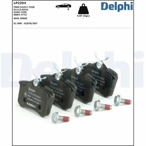 DELPHI LP2254 Bremsbelagsatz, Scheibenbremse f&uuml;r AUDI CITRO&Euml;N MG PEUGEOT RENAULT