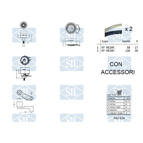 Wasserpumpe + Zahnriemensatz Saleri SIL K1PA945A f&uuml;r AUDI SEAT SKODA VW VW (SVW)