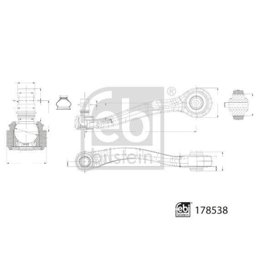 FEBI BILSTEIN Lenker, Radaufh&auml;ngung 178538 f&uuml;r AUDI, Vorderachse links, hinten
