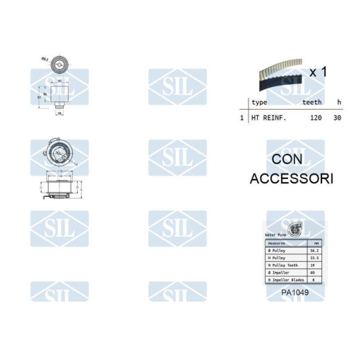 Wasserpumpe + Zahnriemensatz Saleri SIL K1PA1049 f&uuml;r AUDI DODGE FORD MITSUBISHI