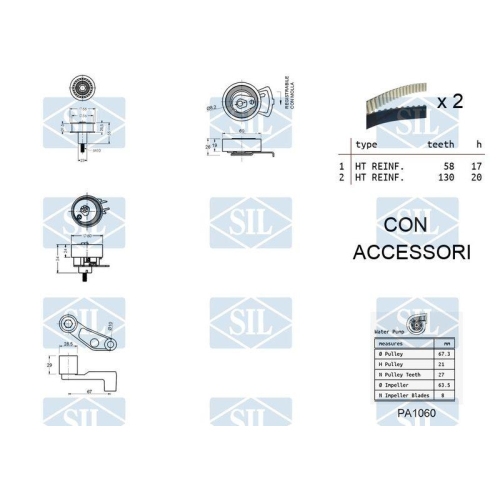 Wasserpumpe + Zahnriemensatz Saleri SIL K1PA1060 für AUDI SEAT SKODA VW VW (SVW)