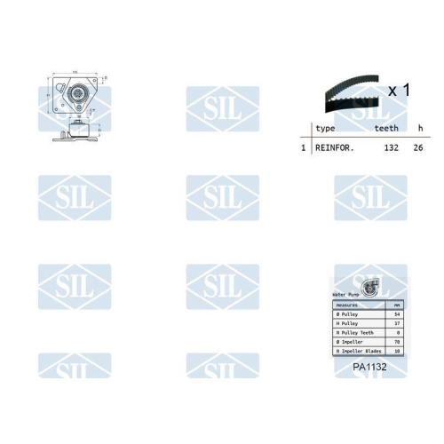 Wasserpumpe + Zahnriemensatz Saleri SIL K1PA1132 f&uuml;r MITSUBISHI NISSAN OPEL