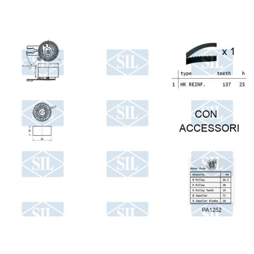 Wasserpumpe + Zahnriemensatz Saleri SIL K1PA1252 f&uuml;r ALFA ROMEO BMW CITRO&Euml;N FIAT