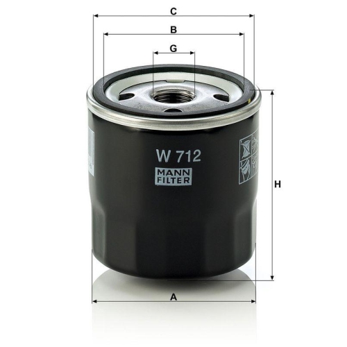 Filter, Arbeitshydraulik MANN-FILTER W 712 f&uuml;r BEDFORD CITRO&Euml;N INNOCENTI LEYLAND