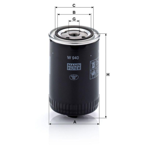 Filter, Arbeitshydraulik MANN-FILTER W 940 f&uuml;r CITRO&Euml;N FIAT FORD ISUZU NISSAN
