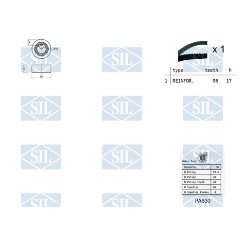 Wasserpumpe + Zahnriemensatz Saleri SIL K2PA830 f&uuml;r NISSAN RENAULT DACIA