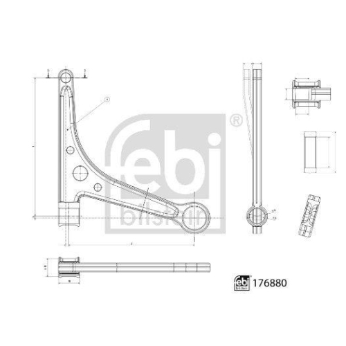 Lenker, Radaufhängung FEBI BILSTEIN 176880 für VW, Vorderachse unten, rechts
