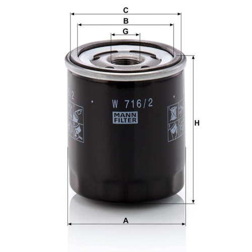 &Ouml;lfilter MANN-FILTER W 716/2 f&uuml;r FIAT