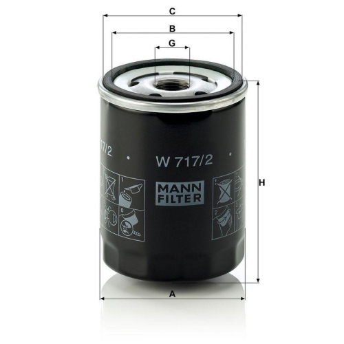 &Ouml;lfilter MANN-FILTER W 717/2 f&uuml;r ALFA ROMEO FIAT IVECO STEYR MOTORS