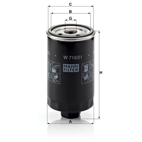 &Ouml;lfilter MANN-FILTER W 719/21 f&uuml;r VAG