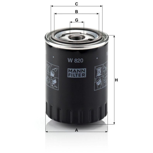 &Ouml;lfilter MANN-FILTER W 820 f&uuml;r CITRO&Euml;N FIAT FORD