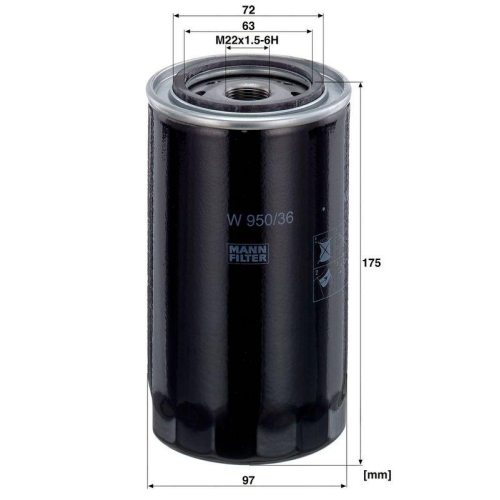 &Ouml;lfilter MANN-FILTER W 950/36 f&uuml;r IVECO