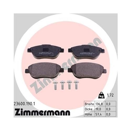 Bremsscheibe ZIMMERMANN 230.2365.20 COAT Z f&uuml;r FIAT CITRO&Euml;N/PEUGEOT, Vorderachse