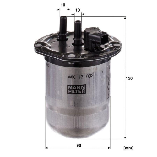 Kraftstofffilter MANN-FILTER WK 12 008 f&uuml;r MERCEDES-BENZ NISSAN RENAULT