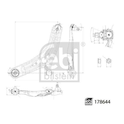 FEBI BILSTEIN Lenker, Radaufh&auml;ngung 178644 f&uuml;r HYUNDAI KIA, Vorderachse links