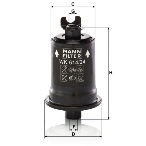 Kraftstofffilter MANN-FILTER WK 614/24 x f&uuml;r DAIHATSU MITSUBISHI TOYOTA HYUNDAI