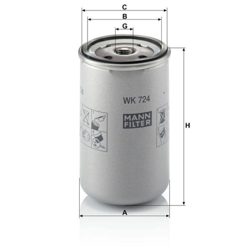 Kraftstofffilter MANN-FILTER WK 724 f&uuml;r IVECO ASTRA FIAT-HITACHI
