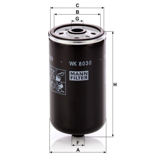 Kraftstofffilter MANN-FILTER WK 8030 f&uuml;r HYUNDAI KIA
