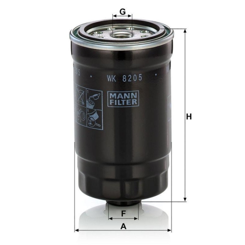Kraftstofffilter MANN-FILTER WK 8205 f&uuml;r SSANGYONG HYUNDAI KIA