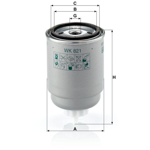 Kraftstofffilter MANN-FILTER WK 821 f&uuml;r BMW CITRO&Euml;N FIAT NISSAN PEUGEOT
