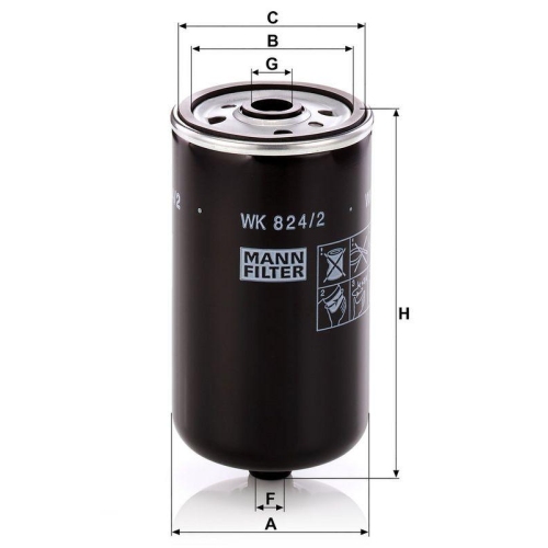 Kraftstofffilter MANN-FILTER WK 824/2 f&uuml;r HYUNDAI KIA
