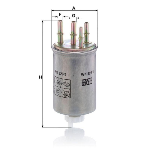 Kraftstofffilter MANN-FILTER WK 829/5 f&uuml;r JAGUAR