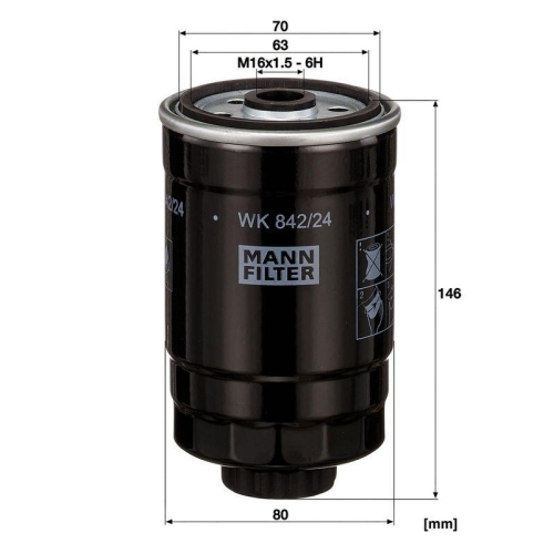 Kraftstofffilter MANN-FILTER WK 842/24 f&uuml;r SAAB