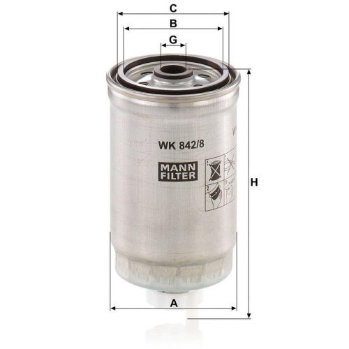 Kraftstofffilter MANN-FILTER WK 842/8 f&uuml;r CITRO&Euml;N FIAT PEUGEOT