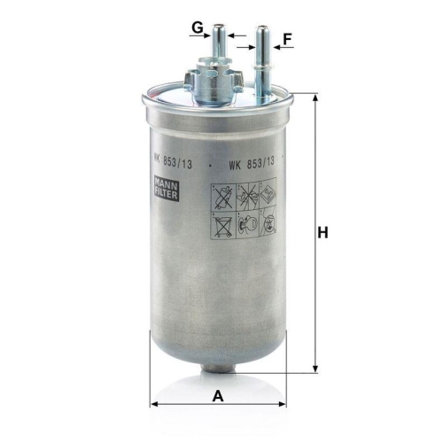 Kraftstofffilter MANN-FILTER WK 853/13 f&uuml;r FORD