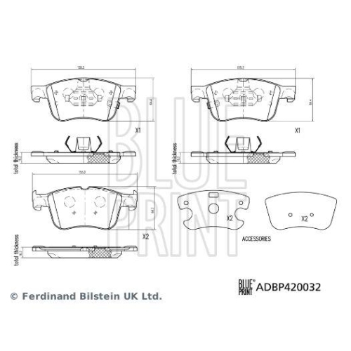Bremsbelagsatz, Scheibenbremse BLUE PRINT ADBP420032 f&uuml;r FORD FORD MOTOR COMPANY