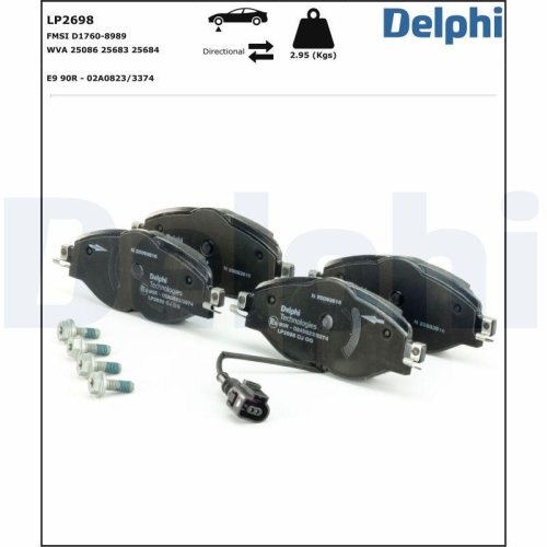 DELPHI LP2698 Bremsbelagsatz, Scheibenbremse f&uuml;r AUDI SEAT SKODA VW AUDI (FAW)