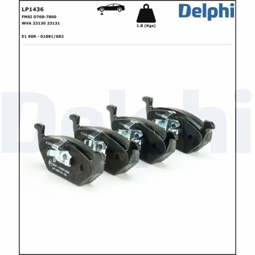 DELPHI LP1436 Bremsbelagsatz, Scheibenbremse f&uuml;r AUDI SEAT SKODA VW, Vorderachse