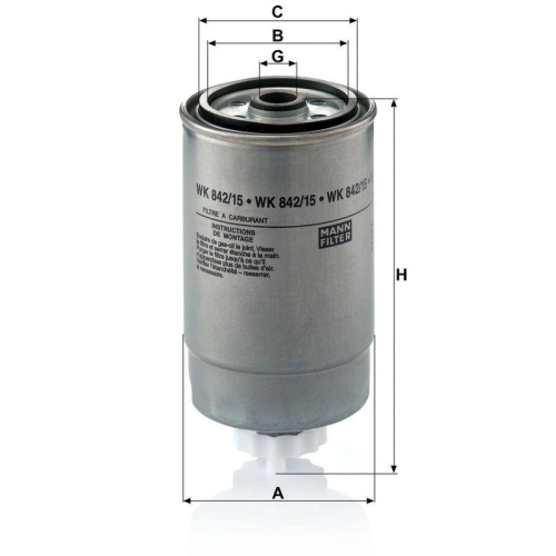 Kraftstofffilter MANN-FILTER WK 842/15 f&uuml;r FIAT