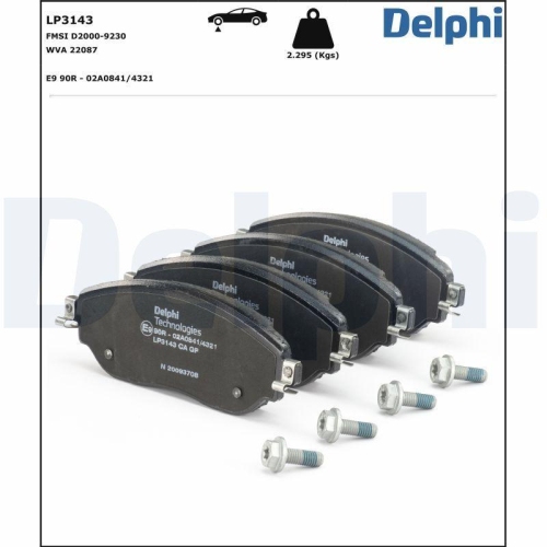 DELPHI LP3143 Bremsbelagsatz, Scheibenbremse f&uuml;r FIAT NISSAN OPEL RENAULT