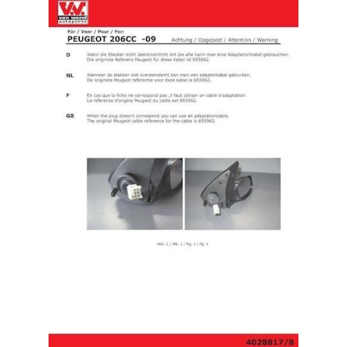 Außenspiegel VAN WEZEL 4028817 * HAGUS * für PEUGEOT CITROËN/PEUGEOT, links