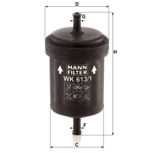 Kraftstofffilter MANN-FILTER WK 613/1 f&uuml;r FIAT
