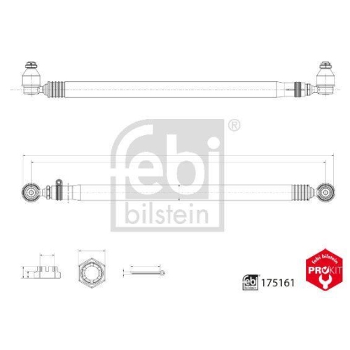 FEBI BILSTEIN Spurstange 175161 ProKit f&uuml;r MERCEDES-BENZ EVOBUS, Hinterachse